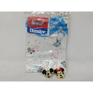 DISNEY BABIES DUNDEE ONE PIECE UNDERWEAR WHITE BLUE NOS MEDIUM 19-26LBS W/ PINS